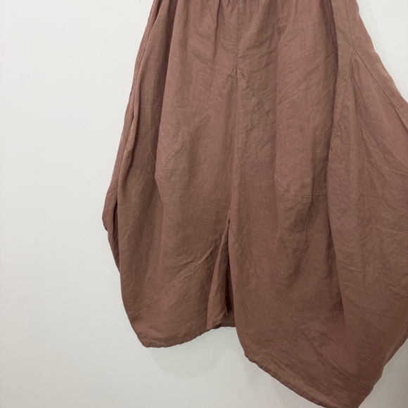 Match Point Linen Maxi Skirt Size XL Boho Oversized Balloon Hem Brown Parachute - Picture 3 of 7